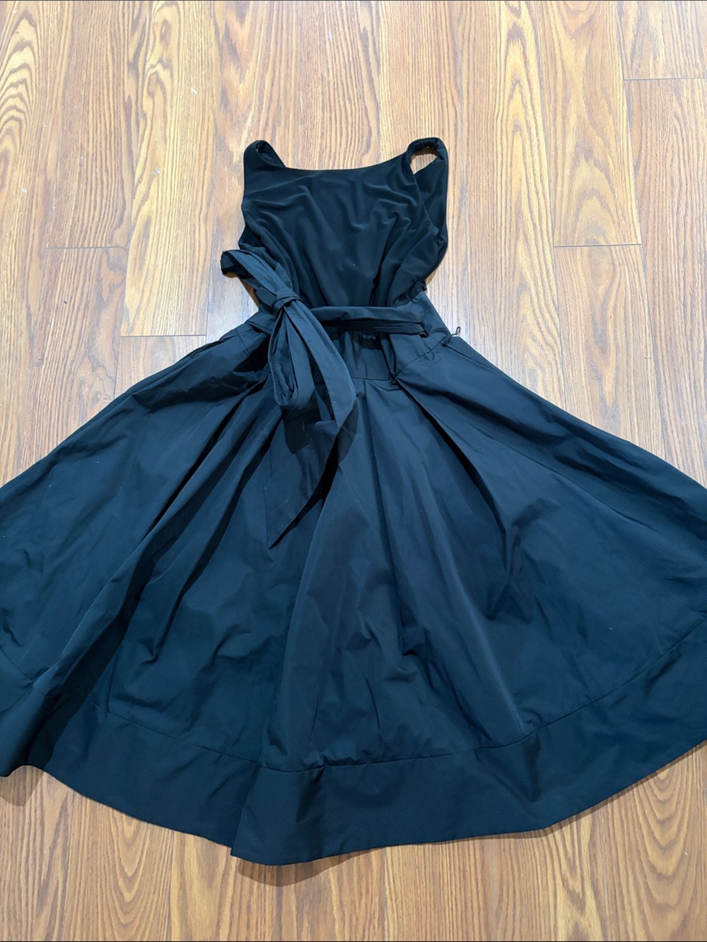 Lauren Ralph Lauren Black Sleeveless Midi Dress with Waist Sash